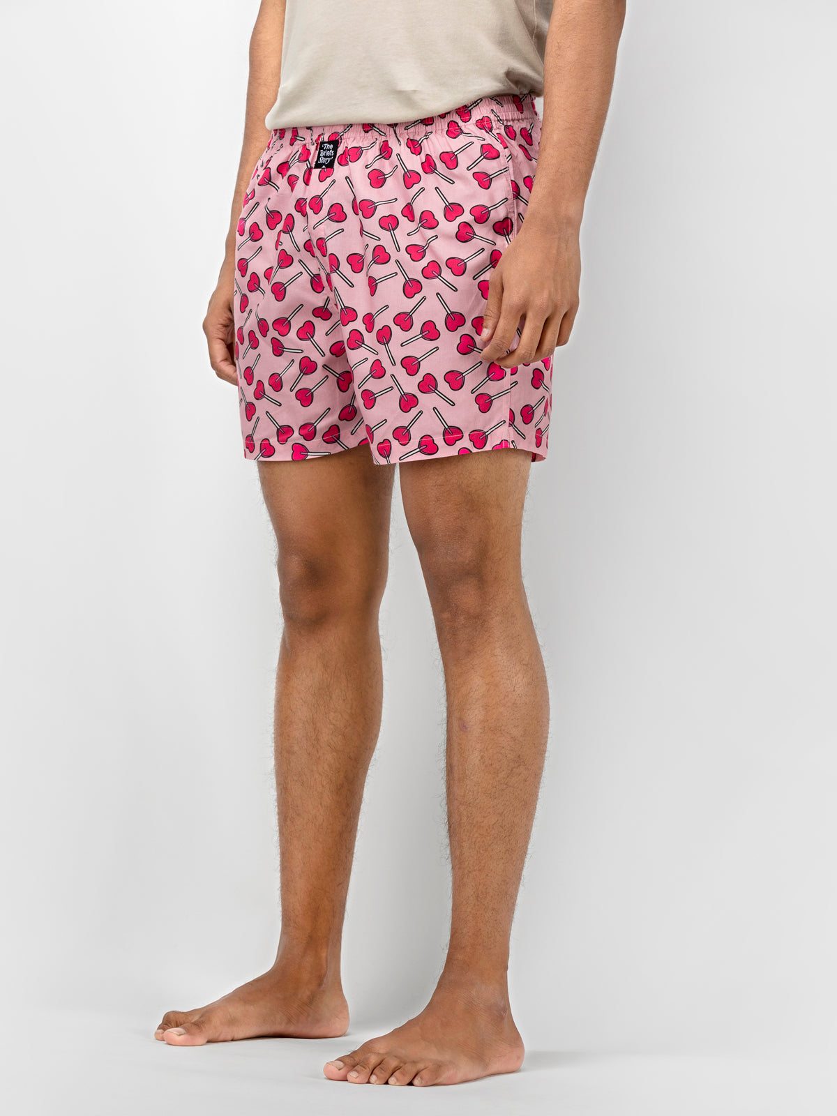 Lollypop: Pink Printed Cotton Boxers