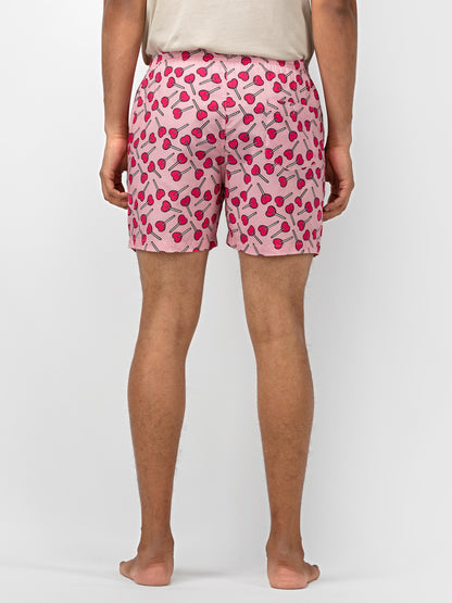 Lollypop: Pink Printed Cotton Boxers
