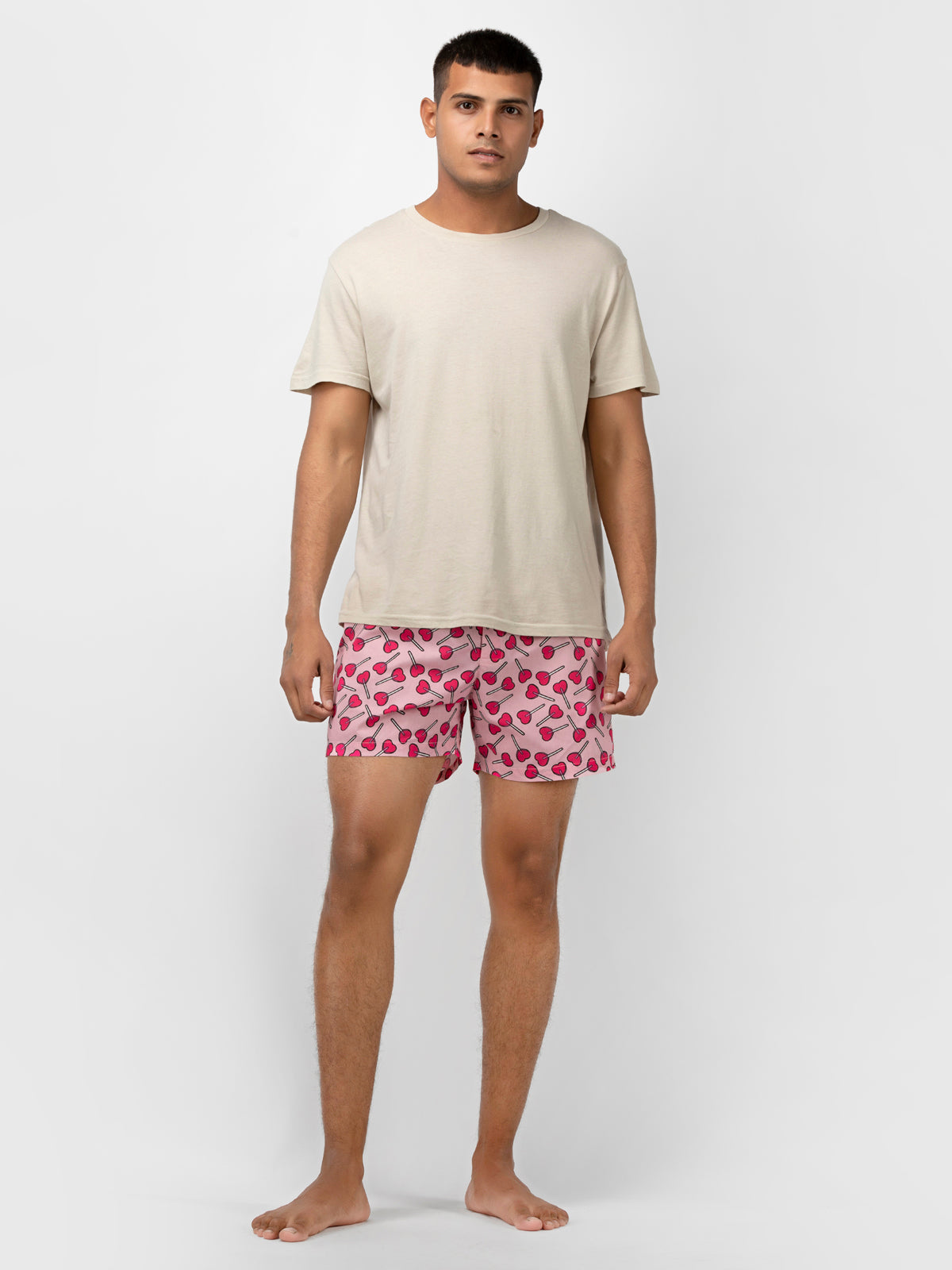 Lollypop: Pink Printed Cotton Boxers