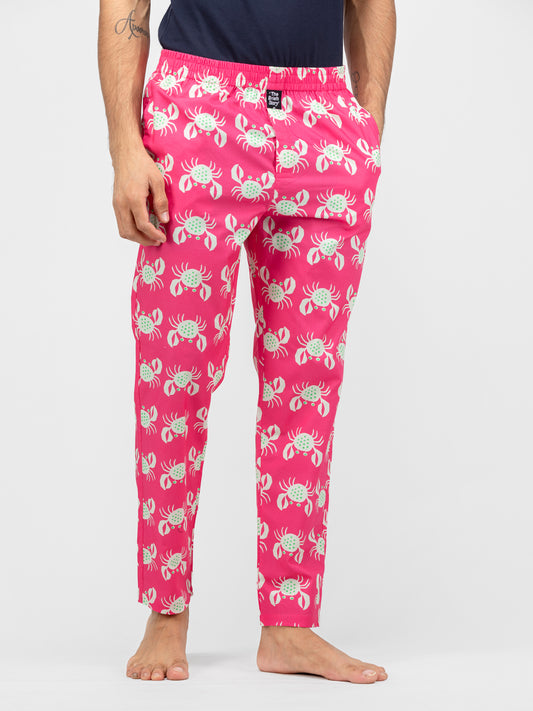 Crab Pink Printed Cotton Pajamas