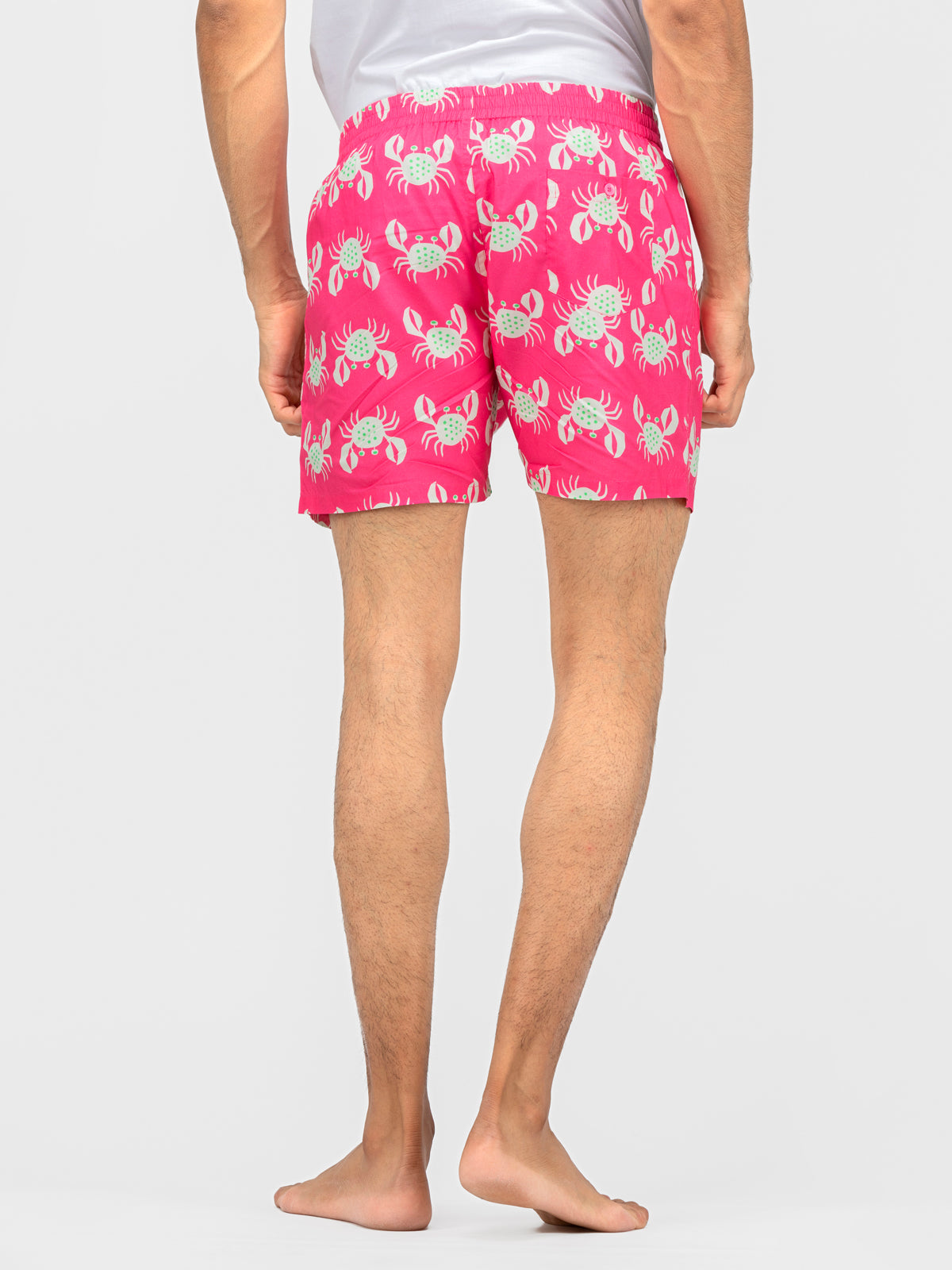 Pink Crab printed cotton boxers