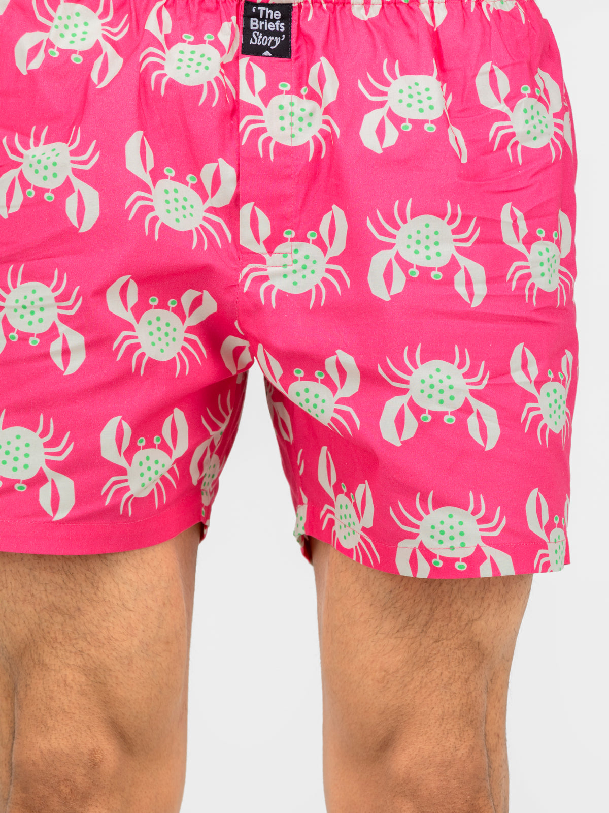 Pink Crab printed cotton boxers