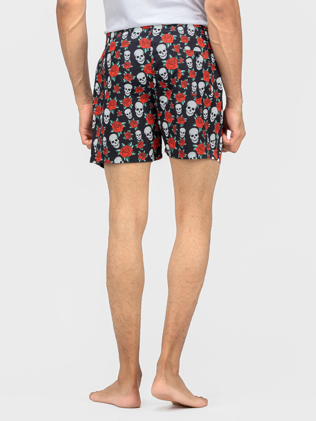 Black Halloween Skull & Rose printed cotton boxers