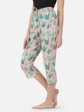 Lt.pink Cactus print cotton capris - thebriefsstory