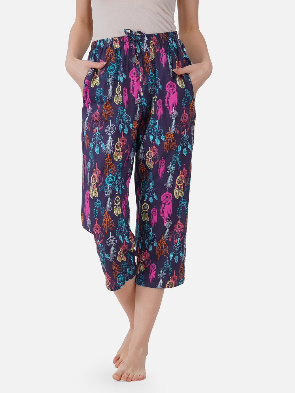 Dream catcher print cotton capris - thebriefsstory