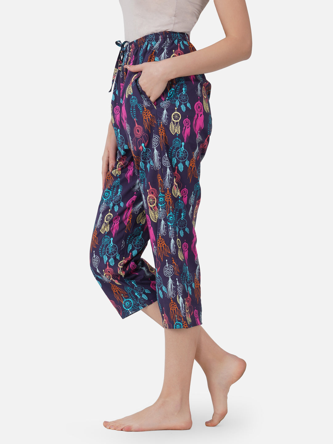 Dream catcher print cotton capris - thebriefsstory