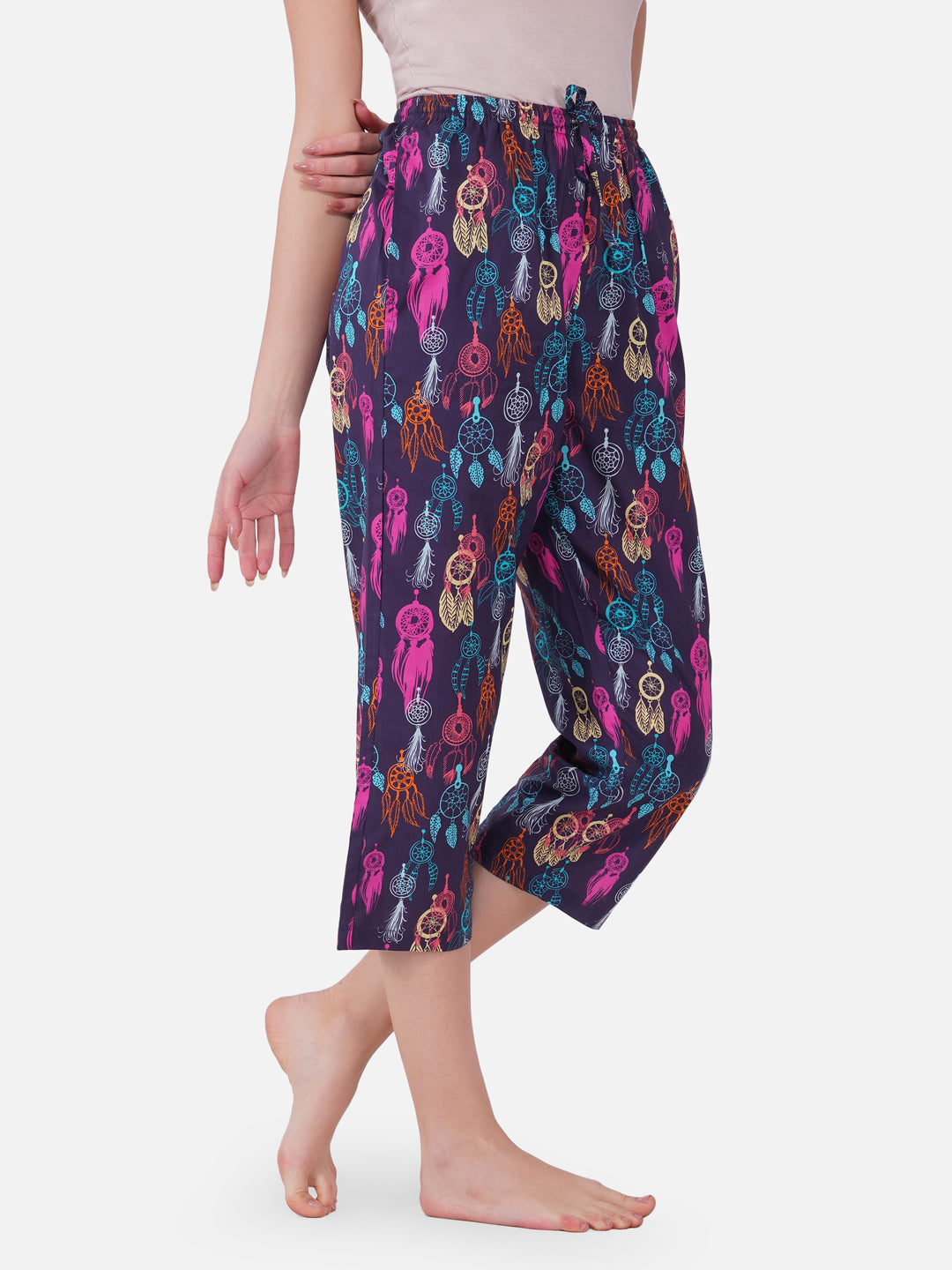 Dream catcher print cotton capris - thebriefsstory