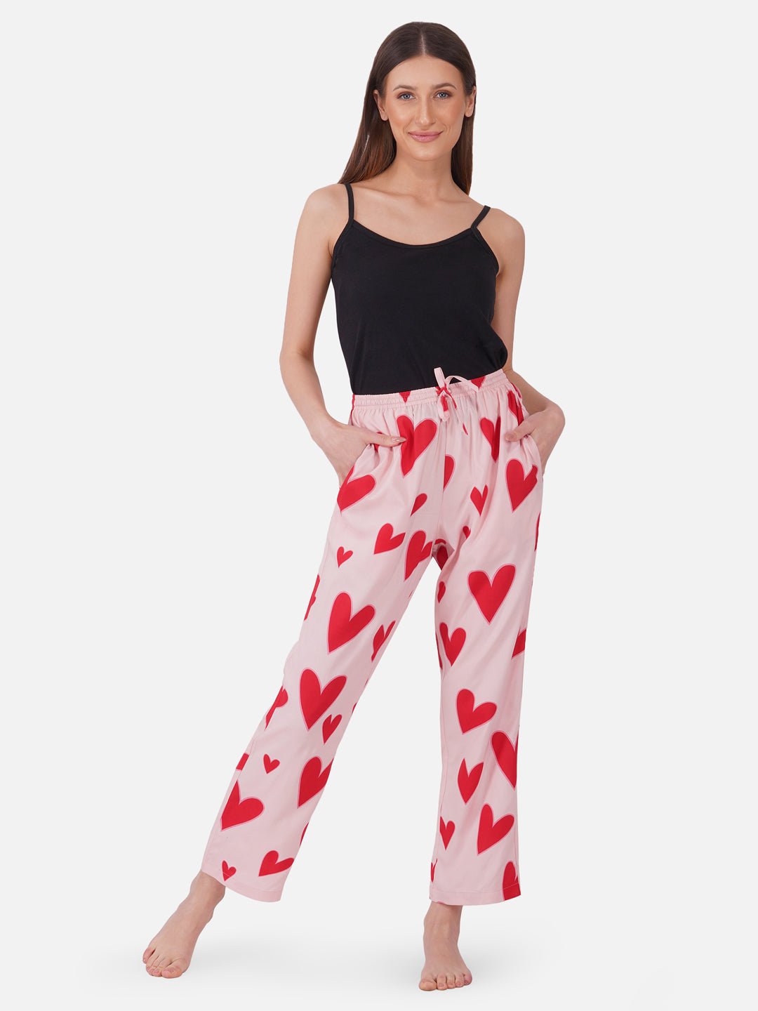 Pink heart viscose pyjamas
