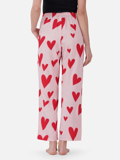 Pink heart viscose pyjamas