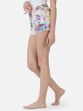 White Multi Abstract viscose Mini shorts - thebriefsstory