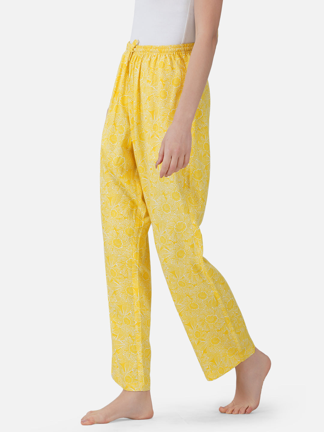 Sunshine yellow floral viscose twill Pyjamas - thebriefsstory